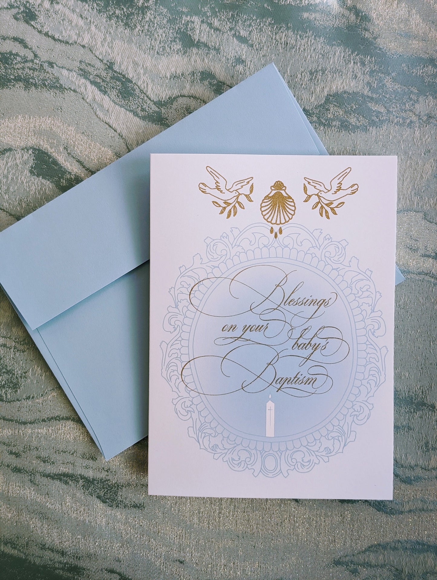 Baby Baptism Card in Blue