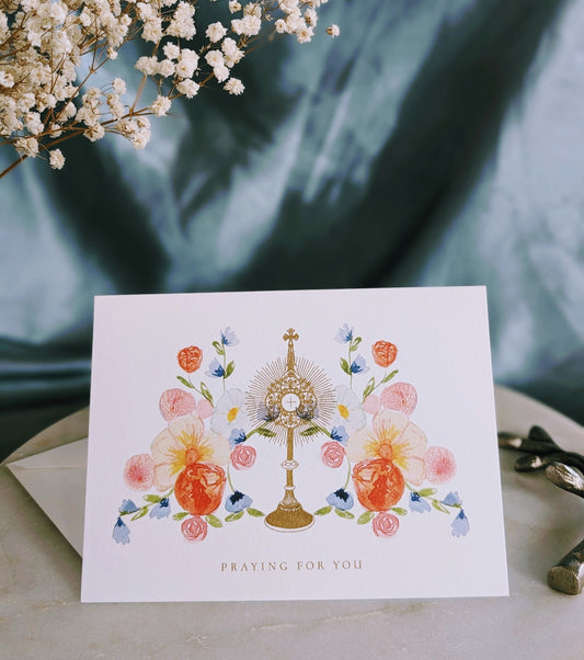 Praying for You Card - Spring Flowers Spiritual Bouquet